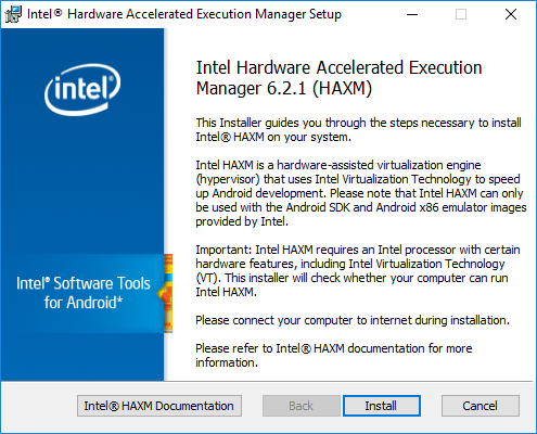 Installing HAXM on Windows